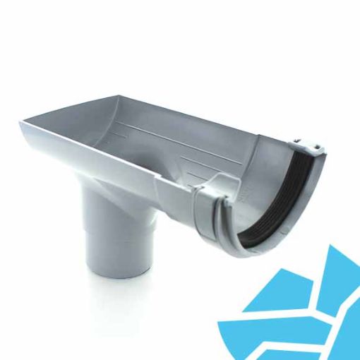 Picture of Hunter GR012 112mm H/R Gutter Stopend Outlet Grey (Reduced to Clear)