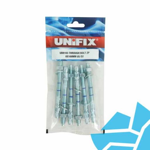 Picture of Unifix M10x100mm BZP ZP Through Bolt Pouch (pk18)