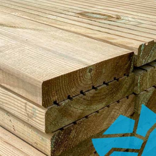 Picture of 27x144 Finish x 4.8m Smooth & Grooved Treated Decking PEFC