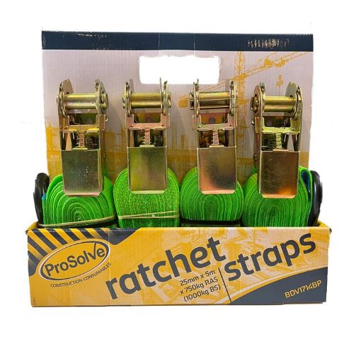 Picture of Prosolve Ratchet Strap 25mm x 5m x 750kg (4pk)