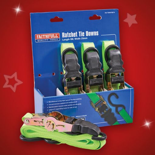 Picture of Faithfull 4 Piece Ratchet Tie Down Set 5m (Reduced to Clear)