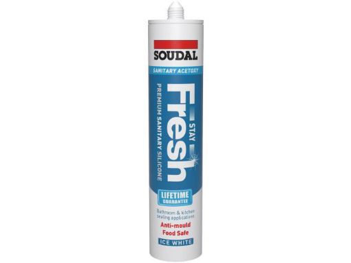 Picture of Soudal Stay Fresh Acetoxy Anti-Mould Silicone 290ml Ice White
