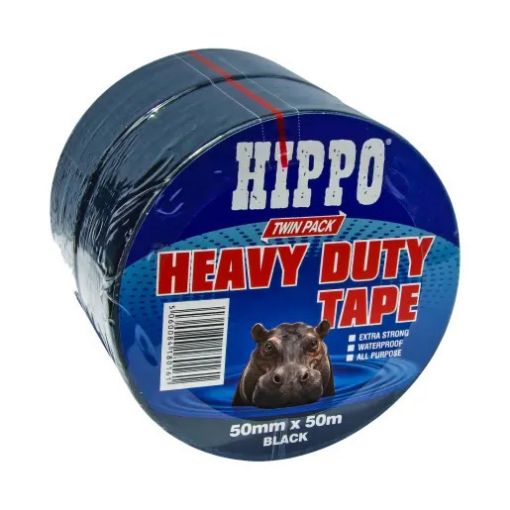 Picture of Hippo Heavy Duty Tape Black 50mm x 50m Twin Pack