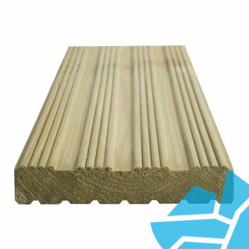 Picture of 27x144 Finish x 4.8m Grooved & Reeded Treated Decking PEFC